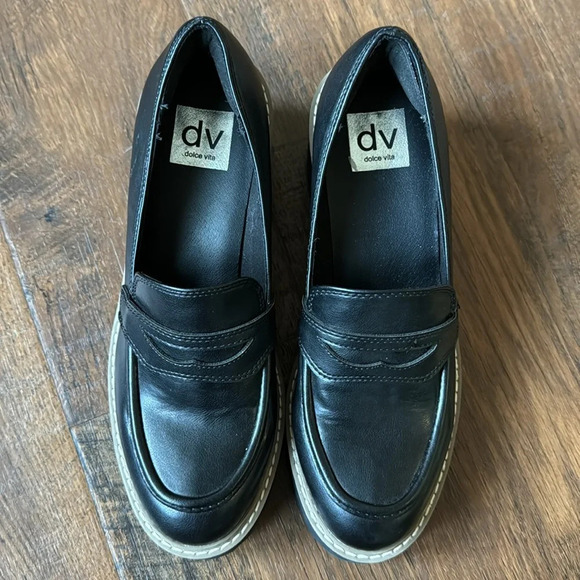 Dolce Vita Tammy Loafer chunky Lugsole platform academia Leather Black size 8 - Picture 1 of 11